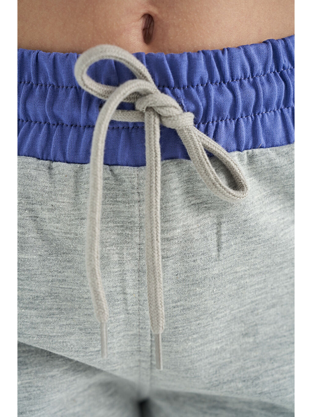 Gri Melanj Yakalı Kısa Kollu Rahat Form Kız Çocuk Şort Takım - 75131-6