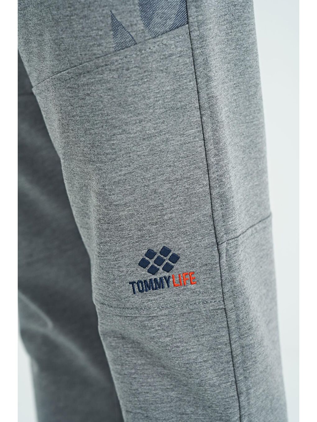 Gri Melanj Yan Baskı Detaylı Standart Kalıp Erkek Jogger Eşofman Alt - 84965-2