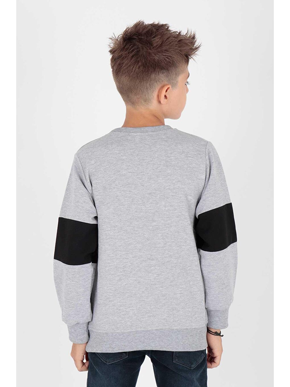 Gri Erkek Çocuk Origami Baskılı Trend Sweatshirt Ak15160-3