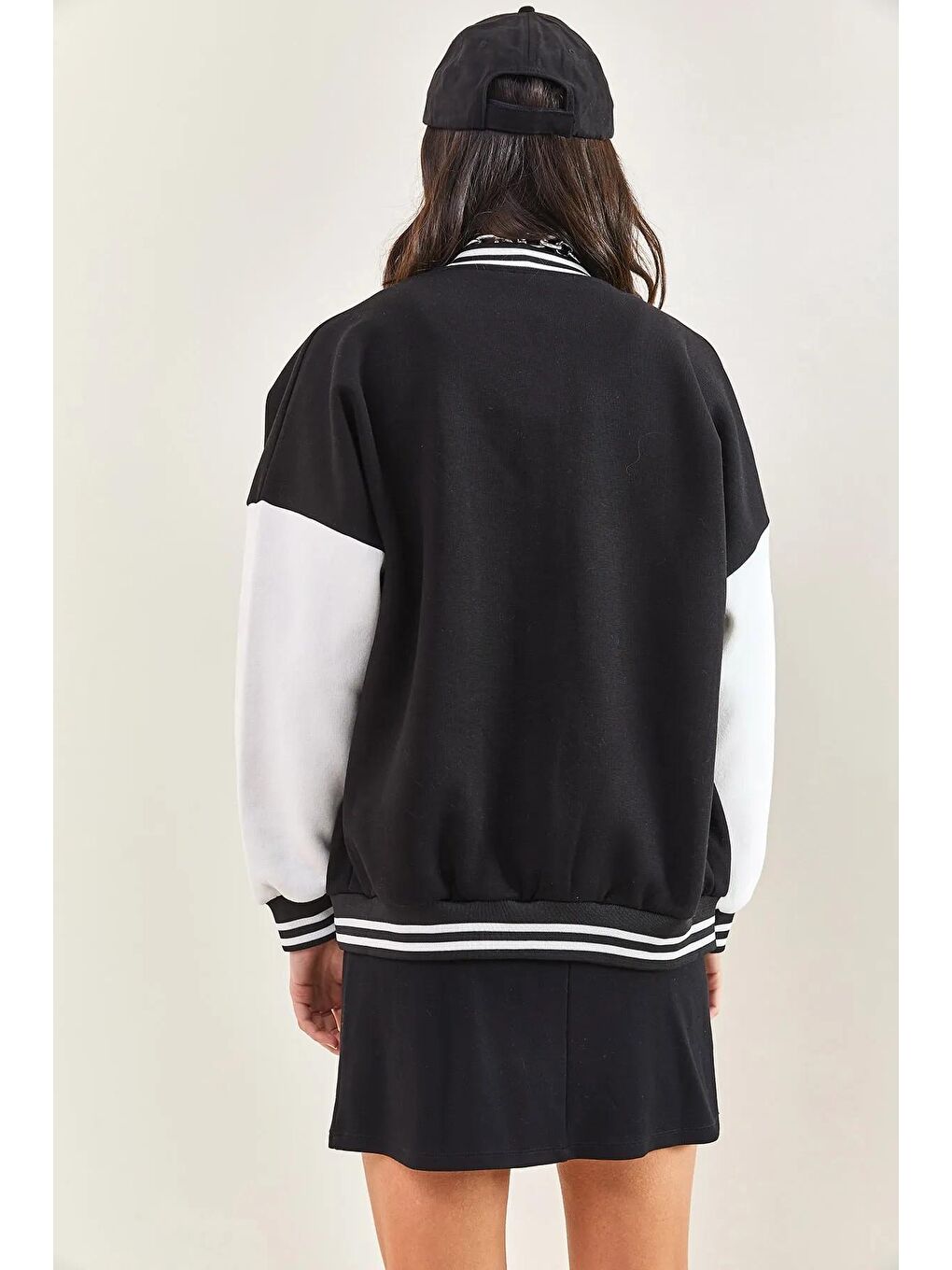 Siyah Kadın 3 İplik Kolej Ceket 2215-1-3