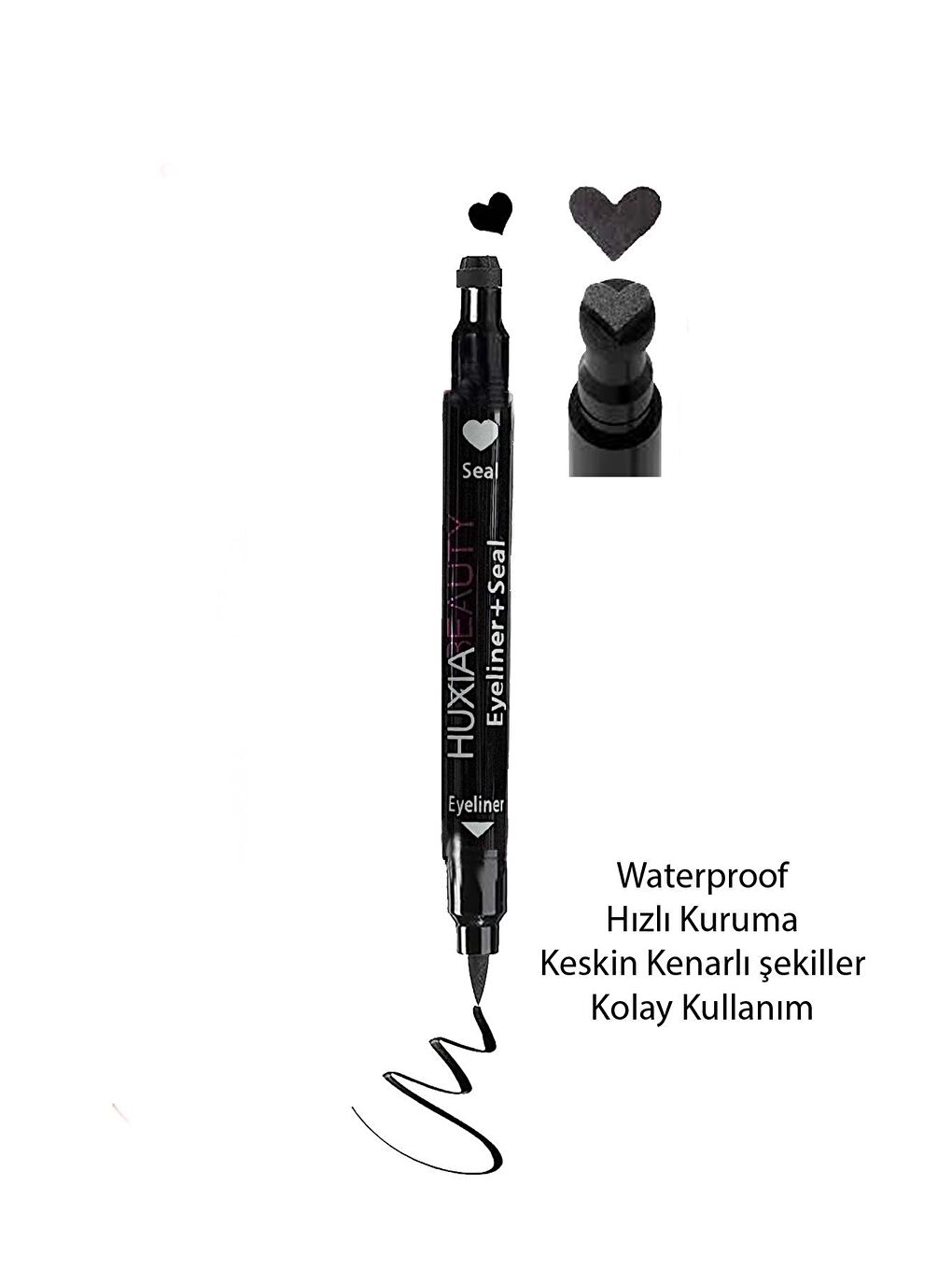 New Obsessions Siyah Kalp Damgalı Çift Başlı Eyeliner Çabuk Kuruyan Kalp Eyeliner Damgası - 2