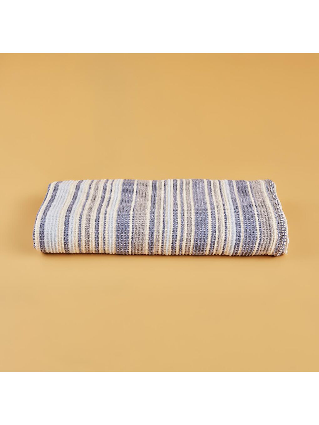Stripe Pamuklu Tek Kişilik Battaniye Mavi-3