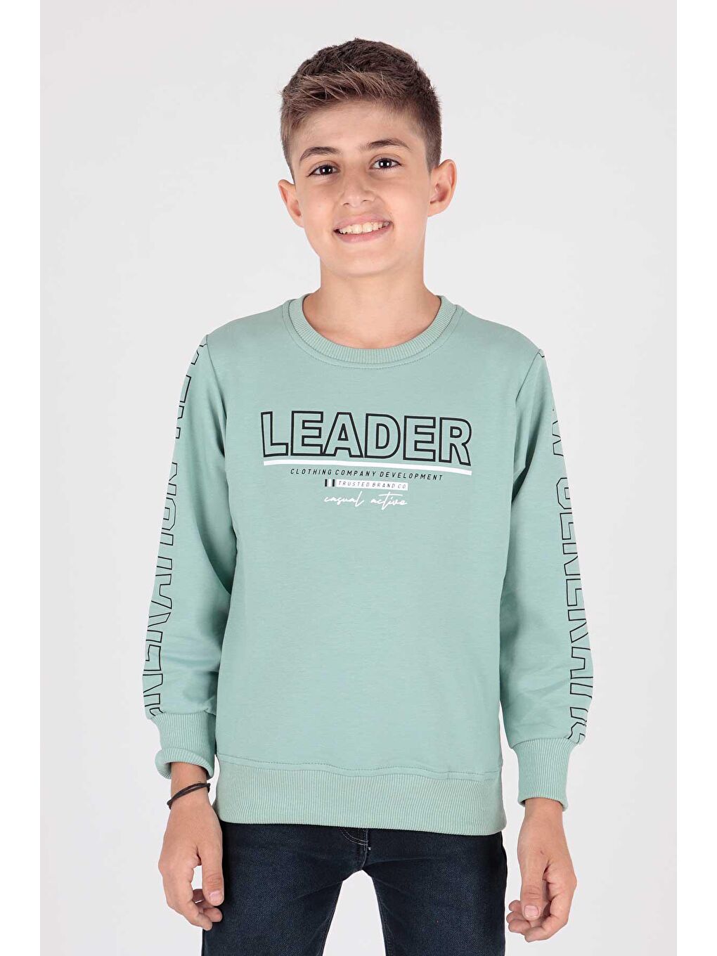 Turkuaz Erkek Çocuk Leader Baskılı Trend Sweatshirt Ak15091