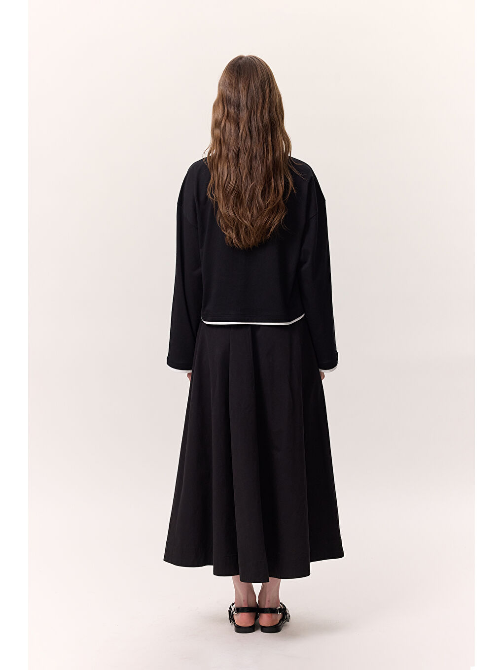 Kontrast Renkli Uzun Kollu Tshırt Siyah-7