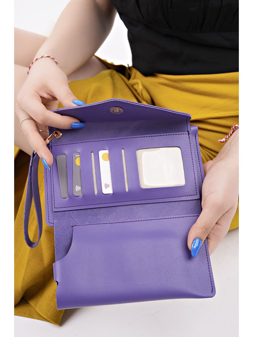 Mor ENVELOP Telefon ve Bozuk Para Bölmeli Zarf Model Kadın Cüzdan-3
