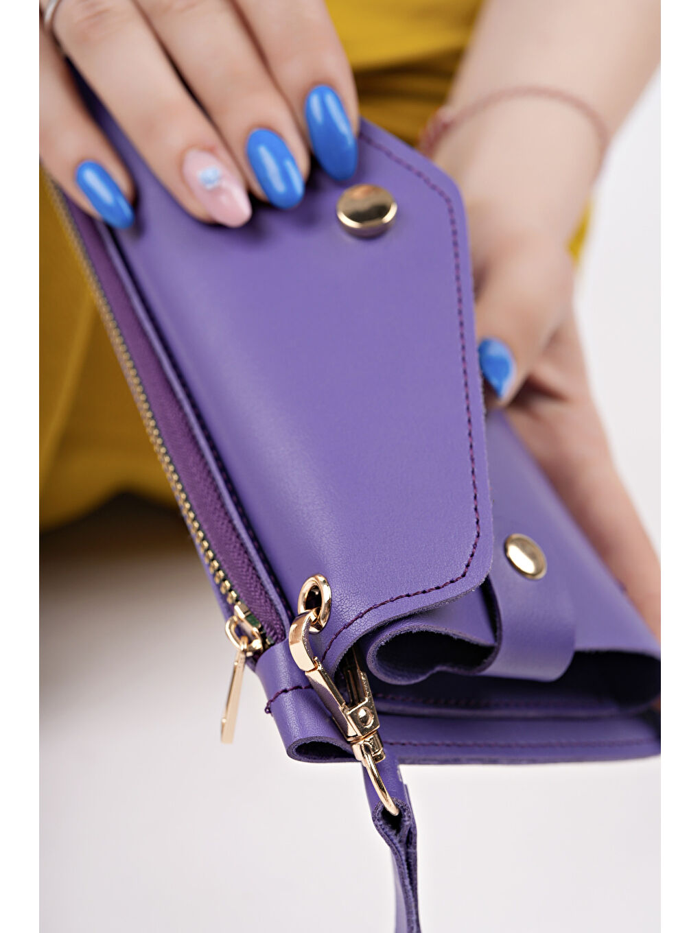 Mor ENVELOP Telefon ve Bozuk Para Bölmeli Zarf Model Kadın Cüzdan-4