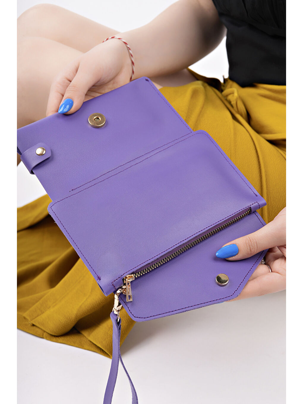 Mor ENVELOP Telefon ve Bozuk Para Bölmeli Zarf Model Kadın Cüzdan-5