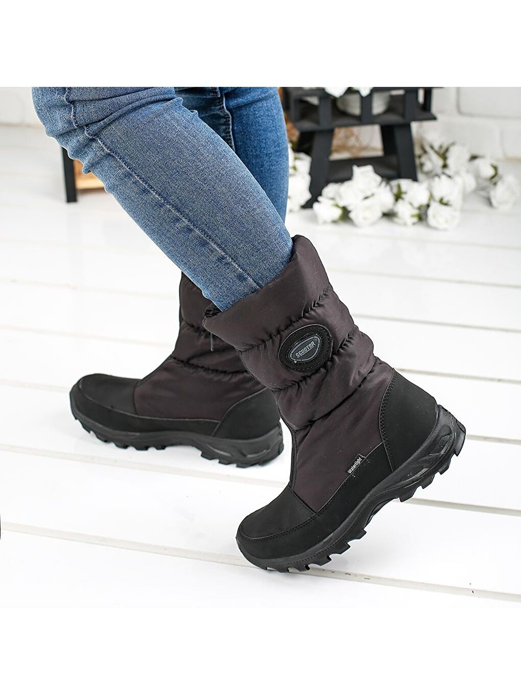 Siyah Z5547 %100 Deri Asla Su Geçirmez Kadın Bot Ayakkabı