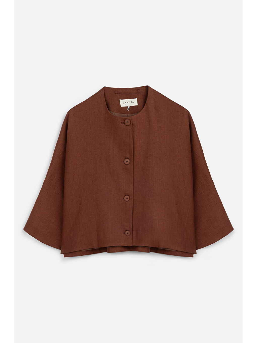 Turuncu Keten Geniş Kollu Kısa Ceket Bakır-1