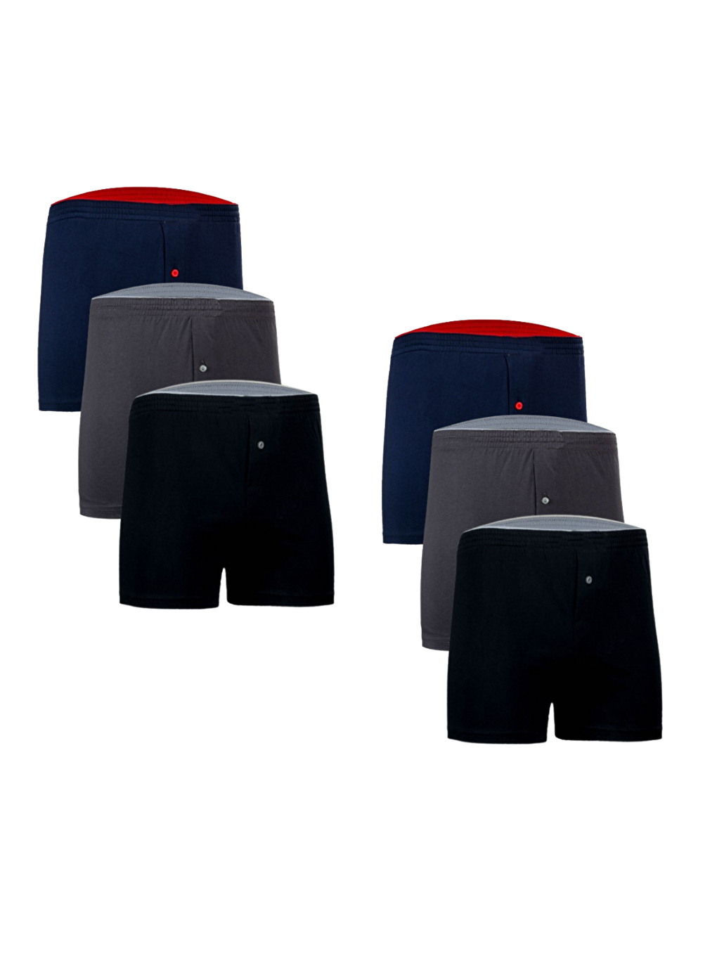 6'lı %100 Pamuk Karışık Erkek Havlu Bel Penye Rahat Kesim Düğmeli Büyük Beden Boxer-1