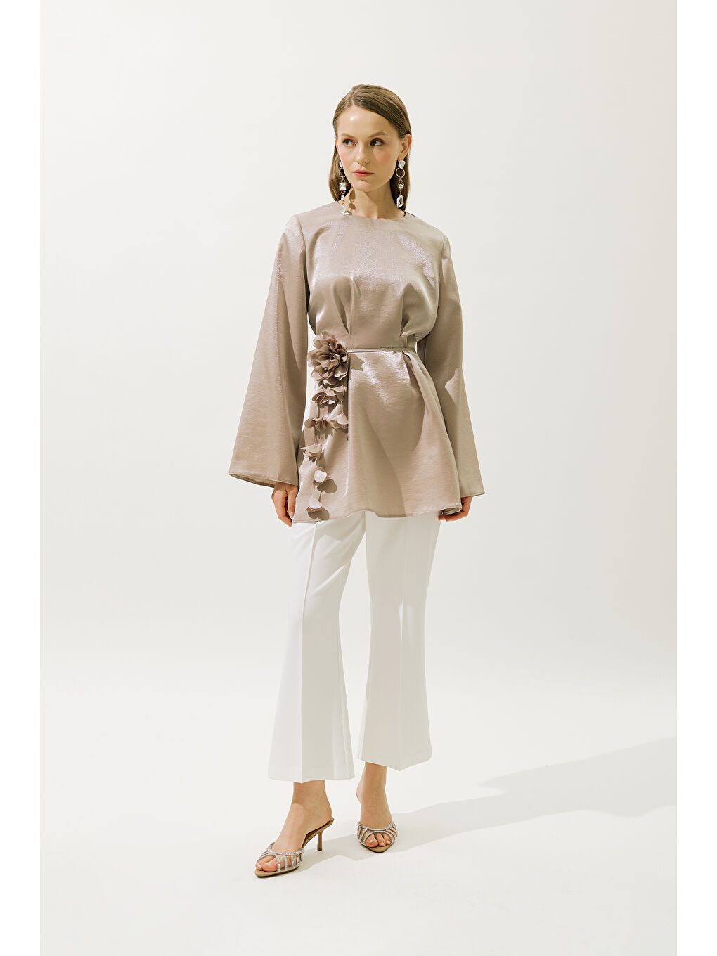 Bej Hana Organze Bluz Vizon-1