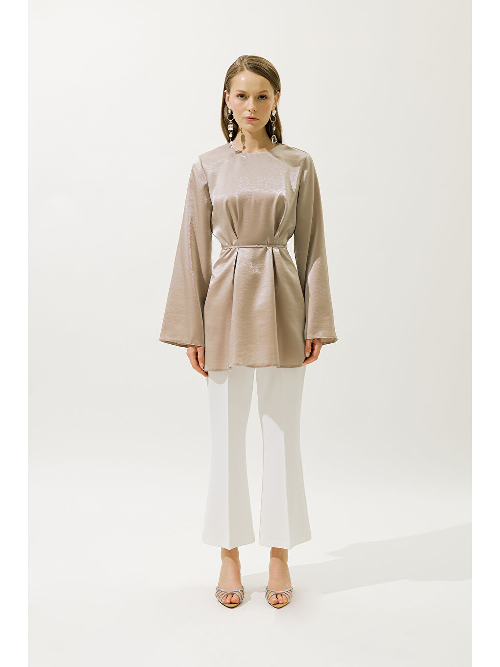 Bej Hana Organze Bluz Vizon-2