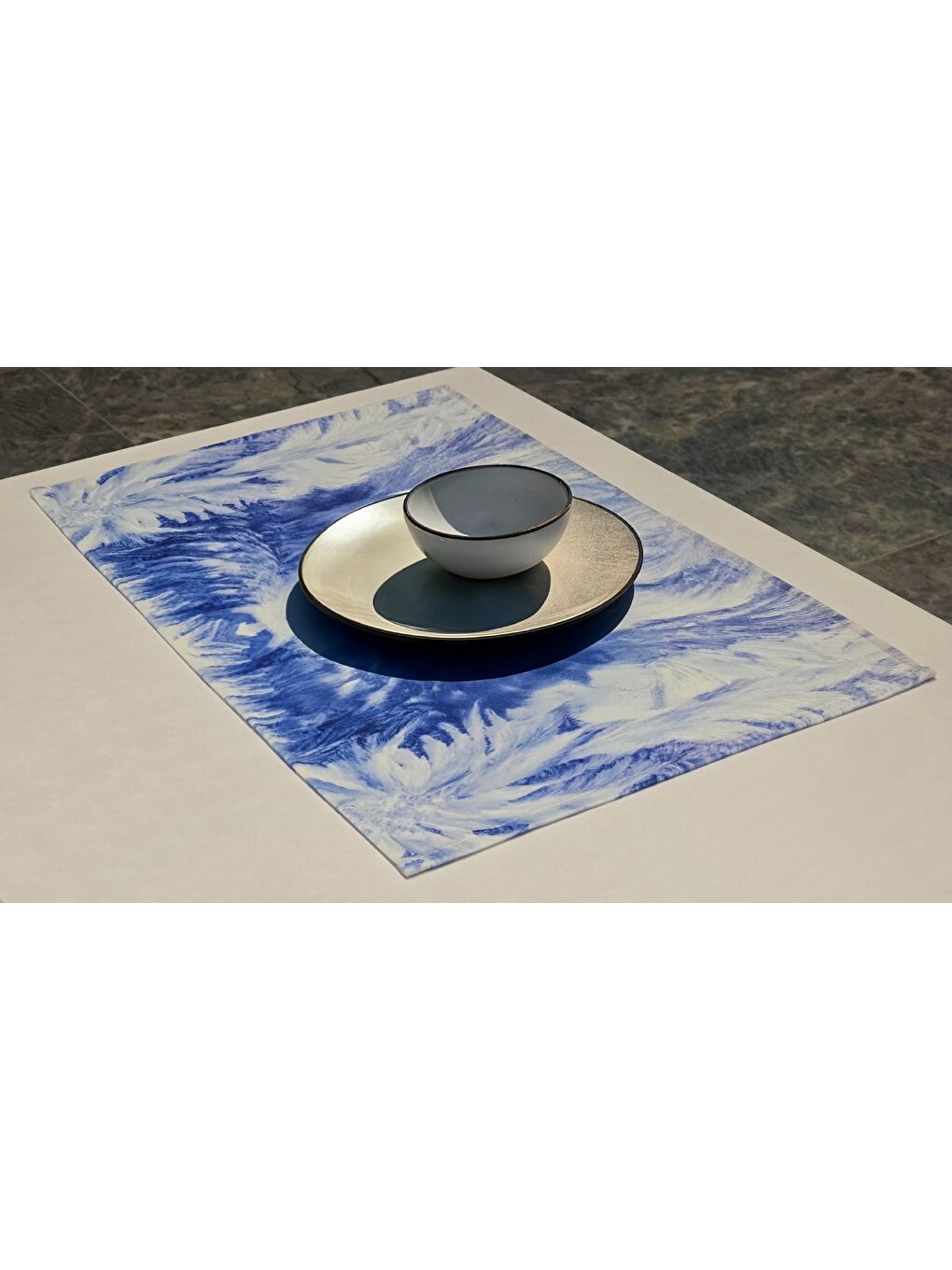 ASDIVA Mavi Snow Desen 4 lü Amerikan servis , Placemat 30x50