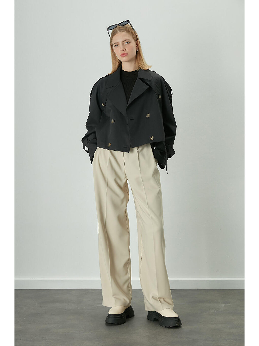 Dona Pileli Palazzo Pantolon Bej-2