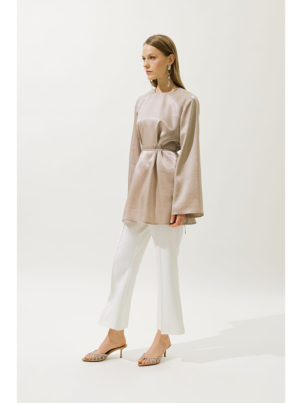 Bej Hana Organze Bluz Vizon-6