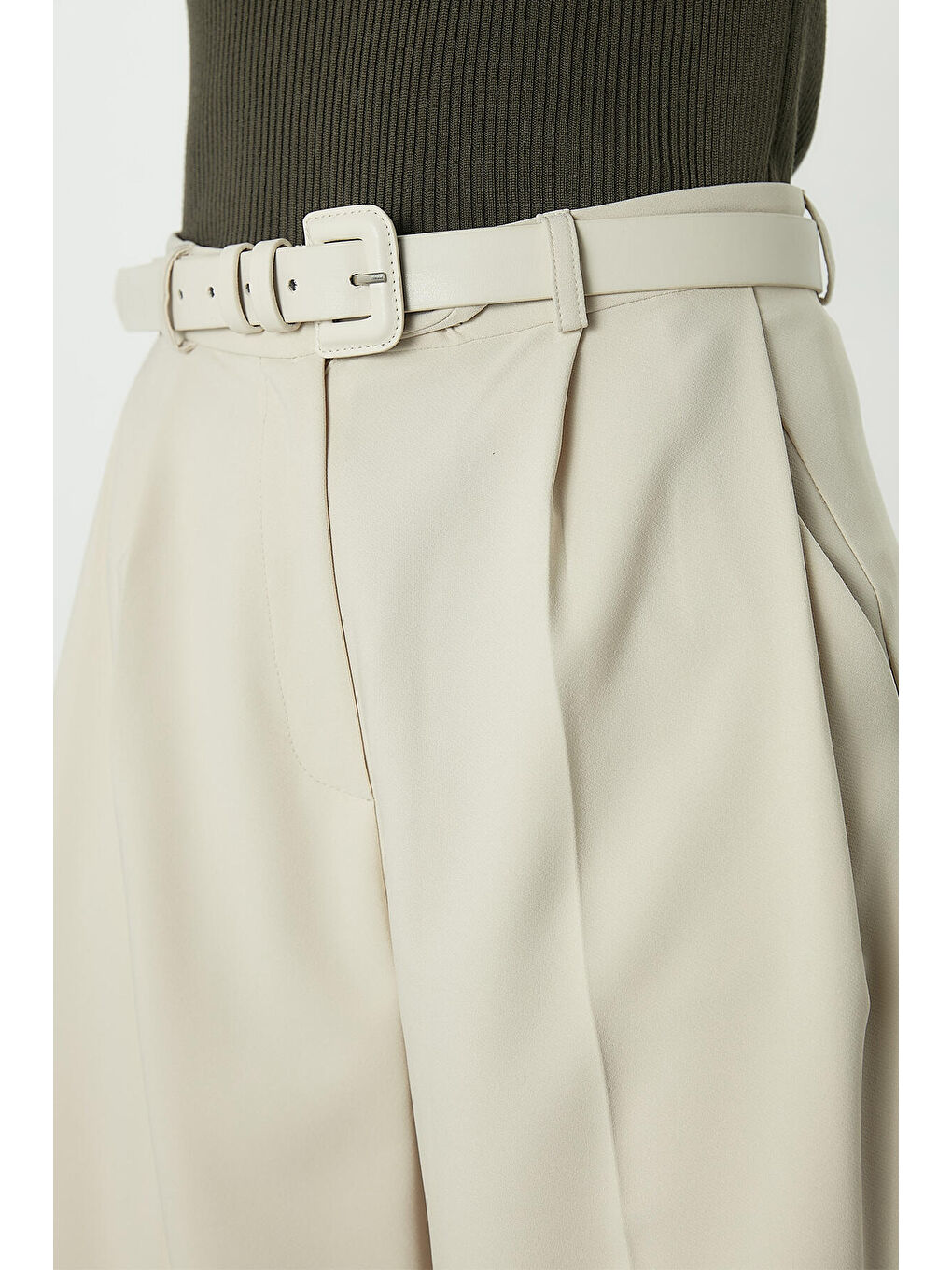 Dona Pileli Palazzo Pantolon Bej-3