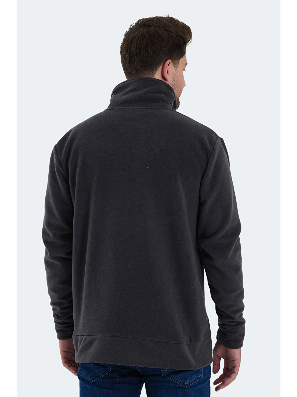 Erkek   Fermuarlı Sweatshirt Koyu Gri-1