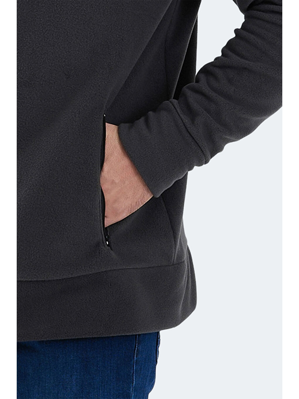 Erkek   Fermuarlı Sweatshirt Koyu Gri-5