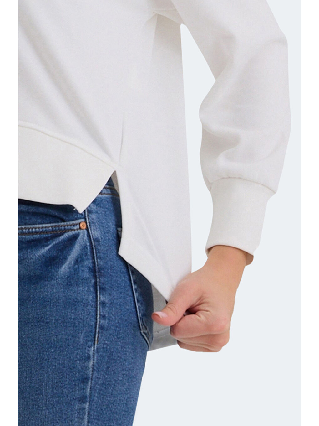 VITAL Kadın Crop Beyaz Sweatshirt-1