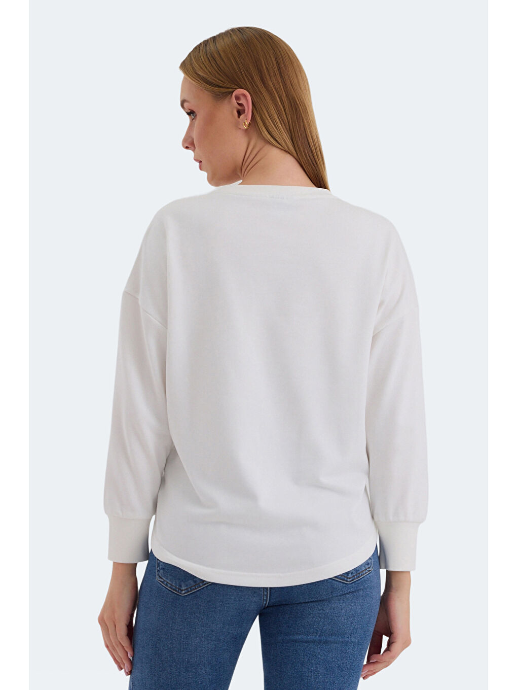 VITAL Kadın Crop Beyaz Sweatshirt-5