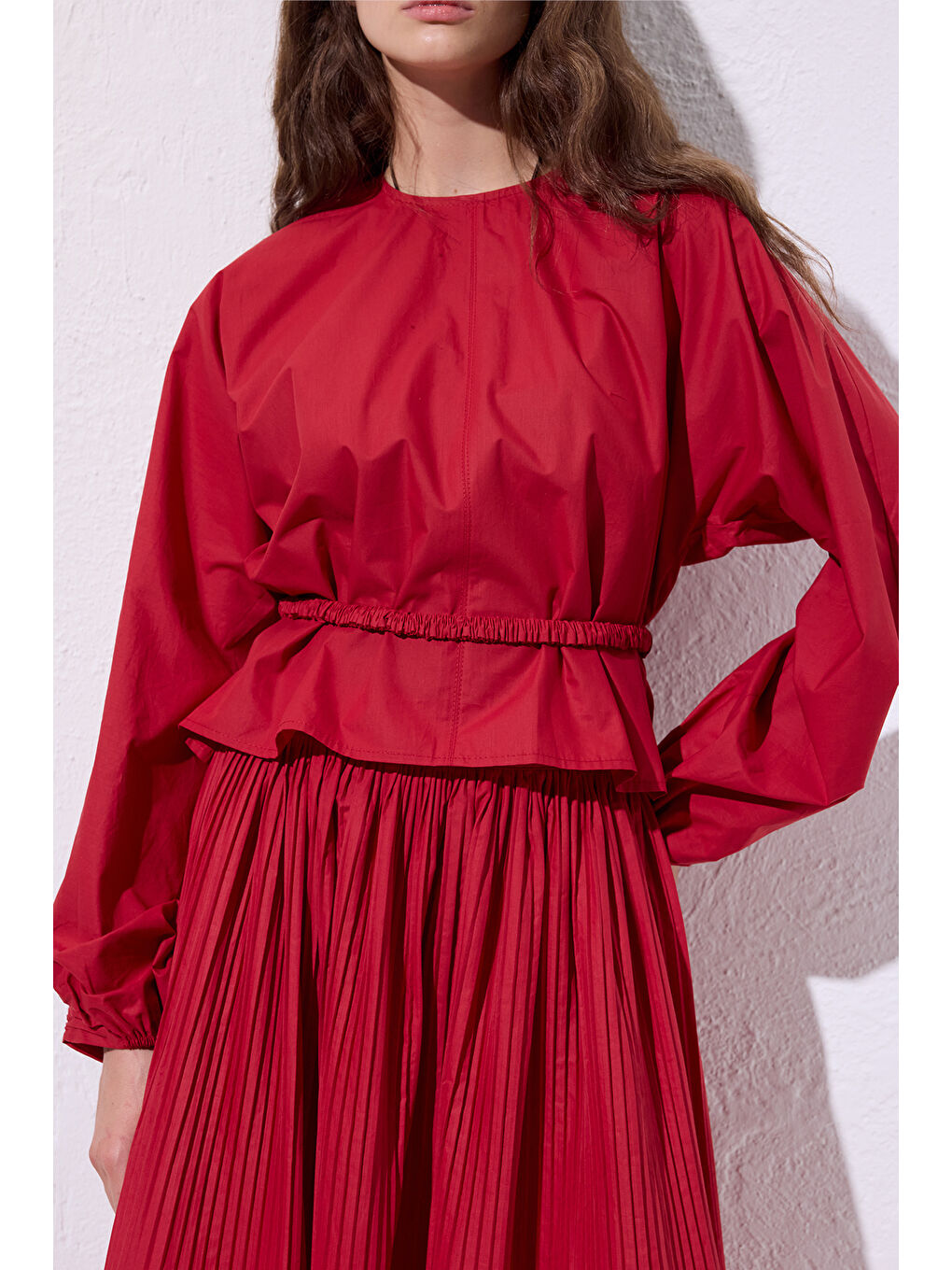 Bağlama Detaylı Kısa Bluz Kırmızı-5