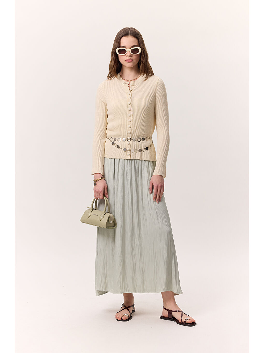 Turkuaz Crush Saten Etek Su Yeşili