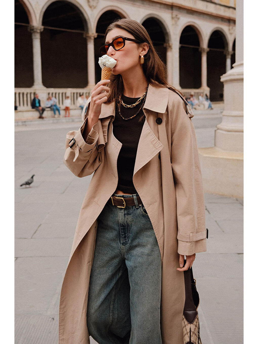 Kahverengi Kopenhag Oversize Trençkot Camel