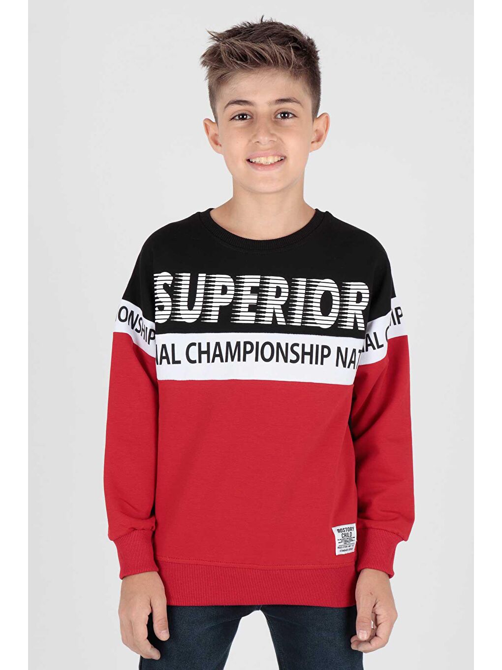 Siyah Erkek Çocuk Superior Baskılı Trend Sweatshirt Ak15118