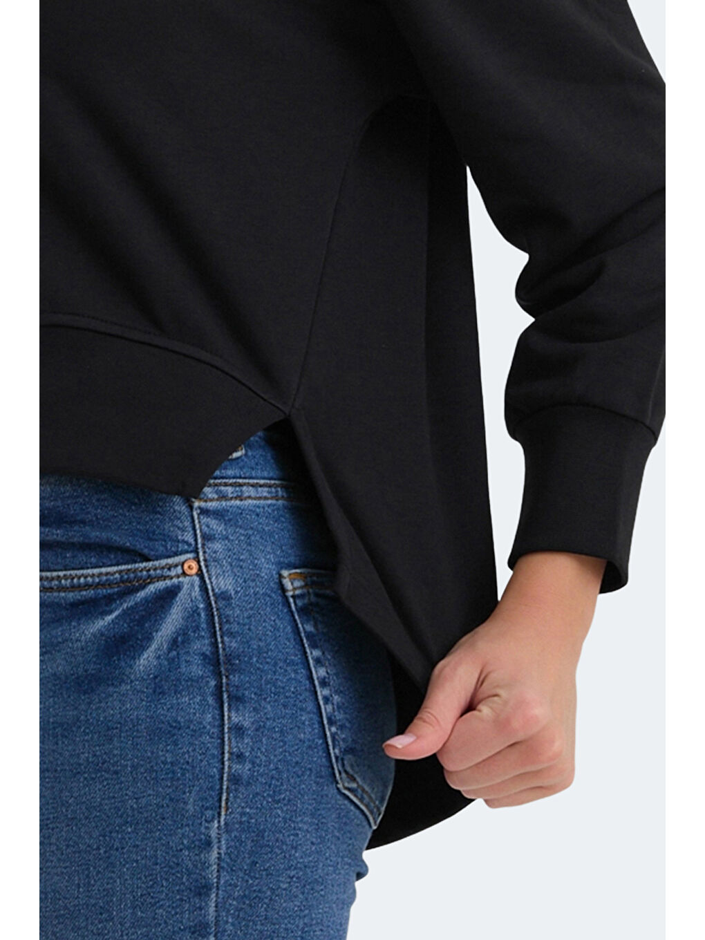 VITAL Kadın Crop Siyah Sweatshirt-1