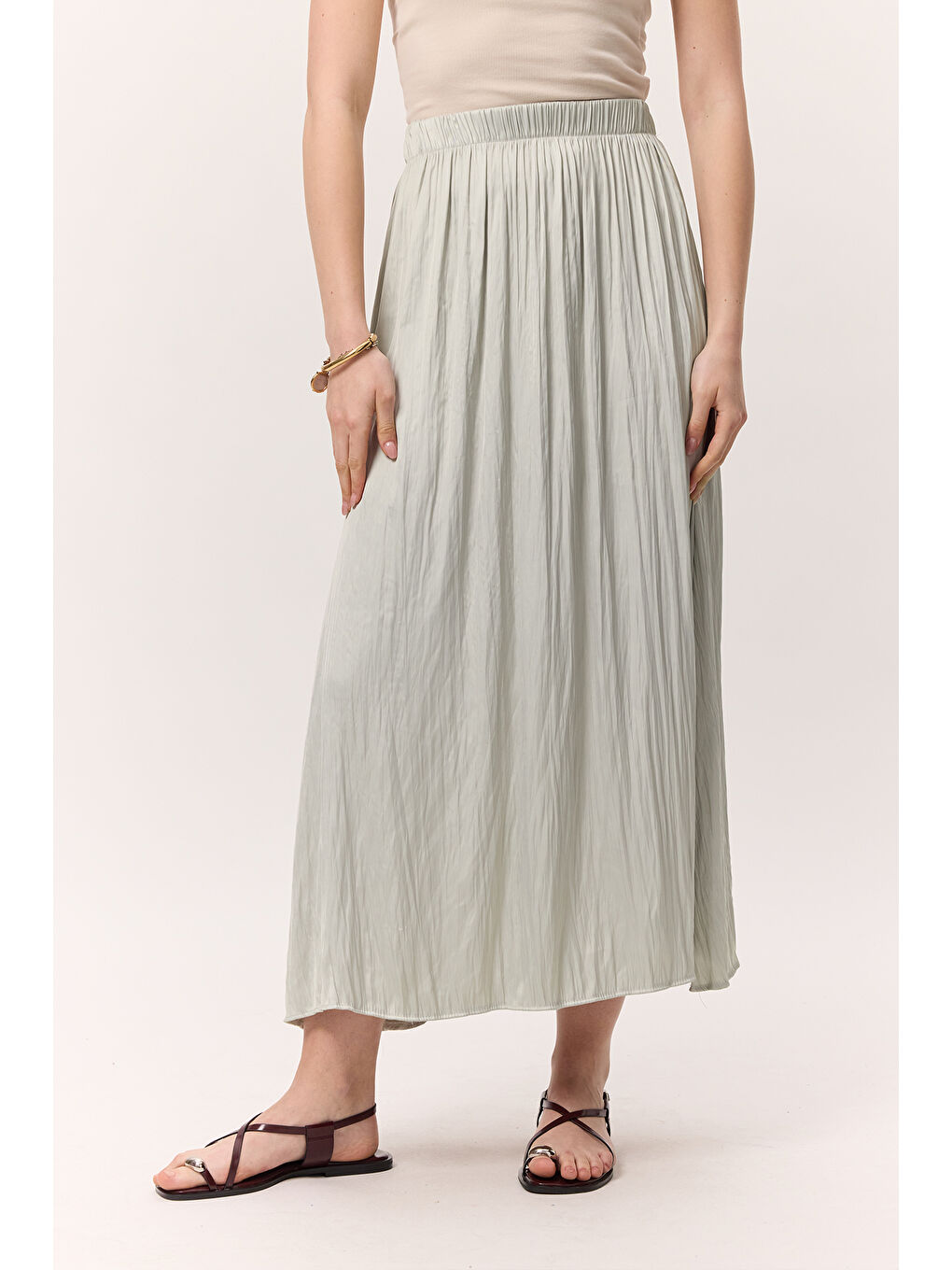 Turkuaz Crush Saten Etek Su Yeşili-5