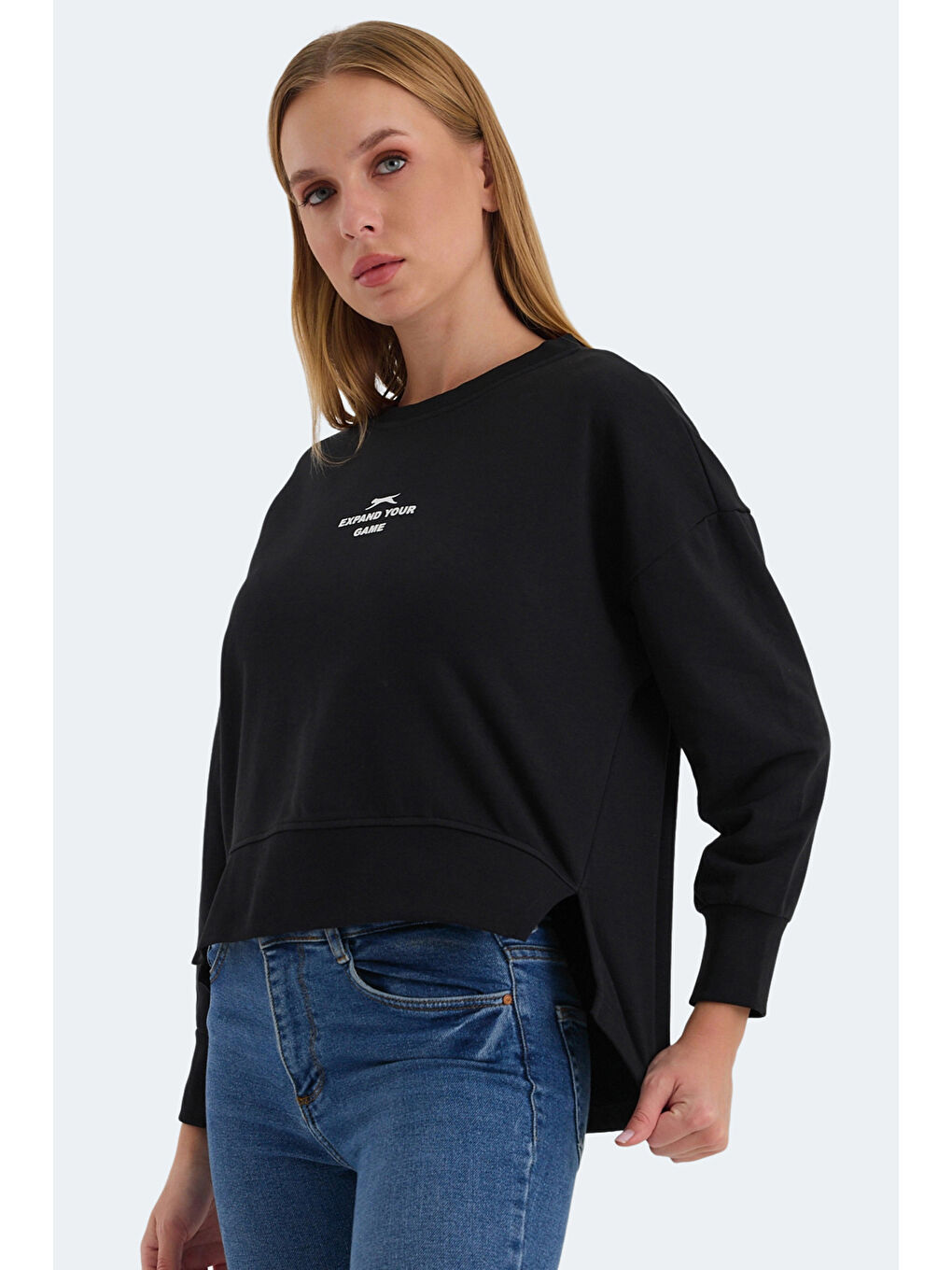 VITAL Kadın Crop Siyah Sweatshirt-4