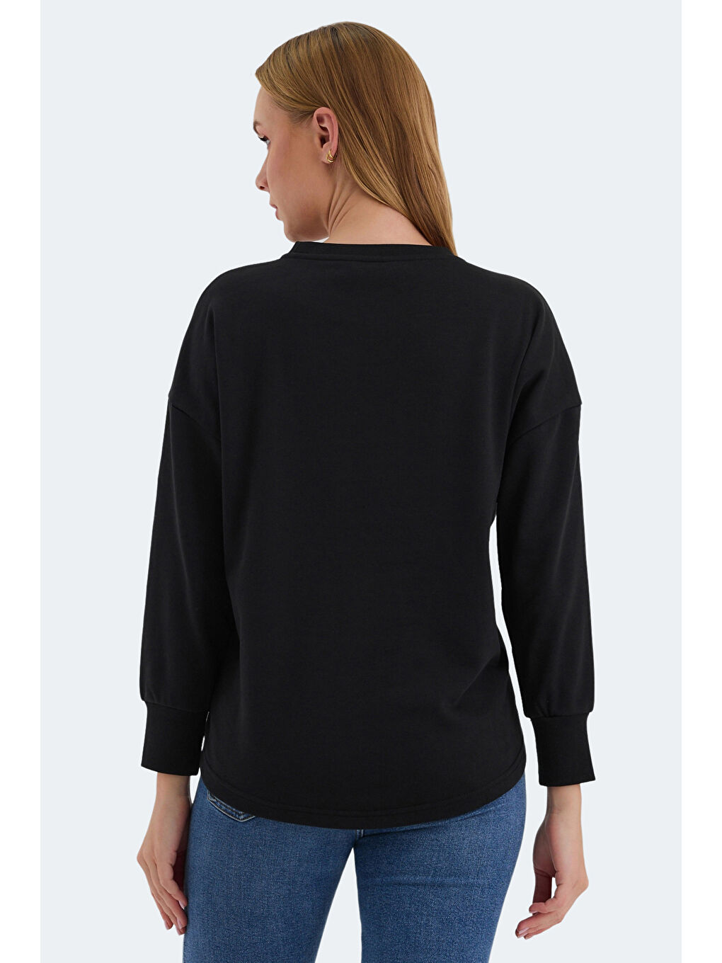 VITAL Kadın Crop Siyah Sweatshirt-5
