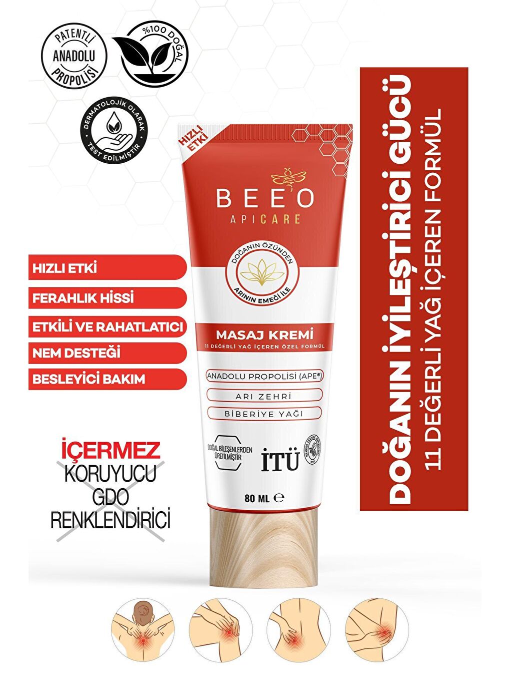 bee'o propolis Kırmızı Arı Zehirli Propolisli Masaj Kremi