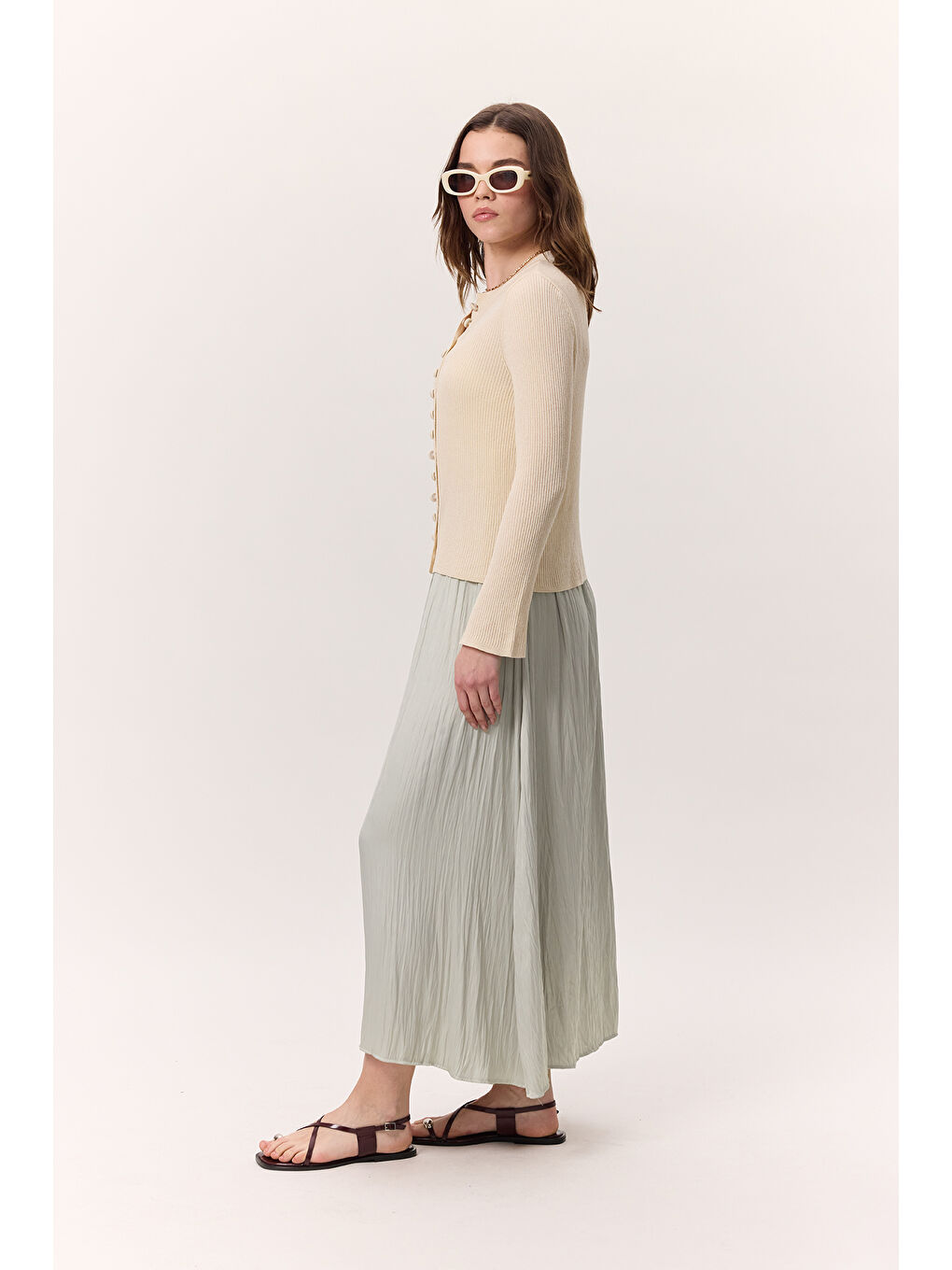 Turkuaz Crush Saten Etek Su Yeşili-6