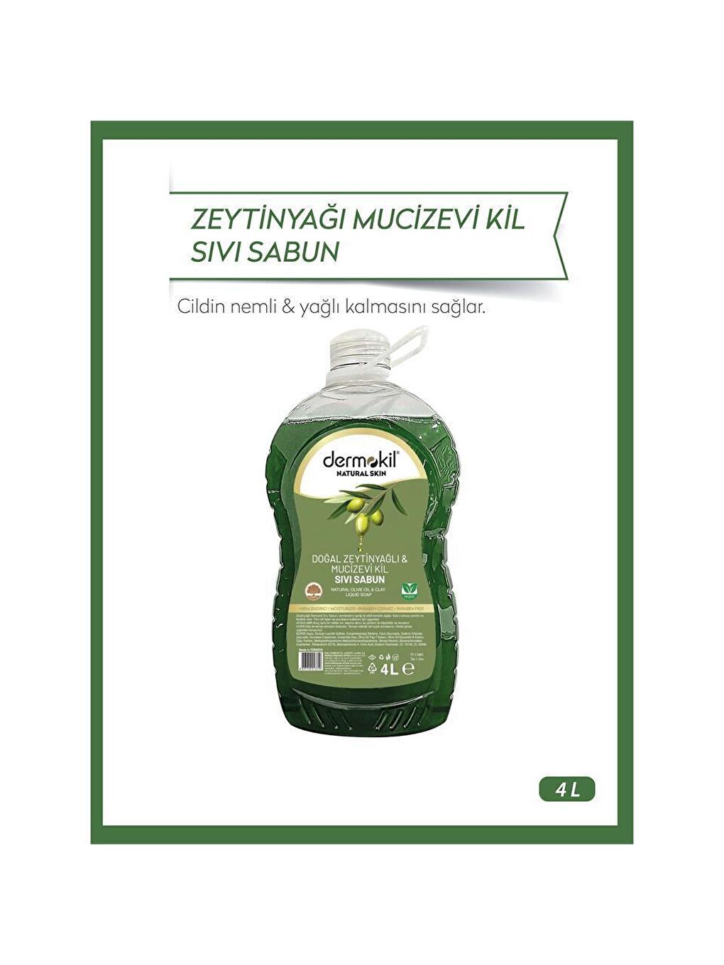 Doğal Zeytinyağlı ve Mucizevi Kil Sıvı Sabun 4 lt-1