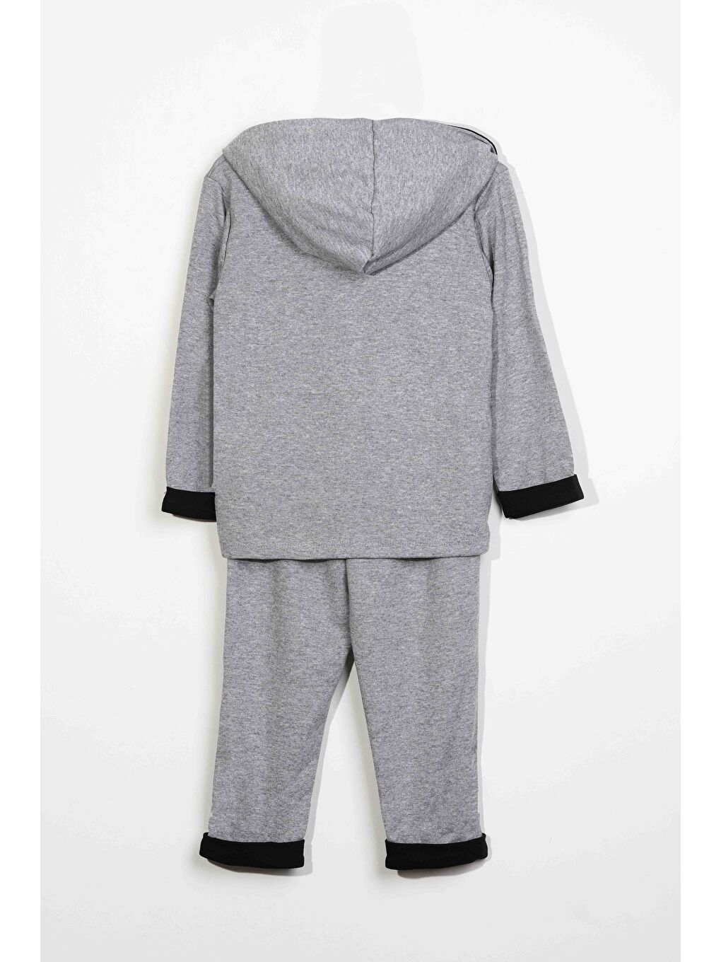 Erkek Çocuk Kapüşonlu Düğme Detaylı Mevsimlik Alt Üst Takım  Gri  3 4 Yaş 8 9 Yaş-3