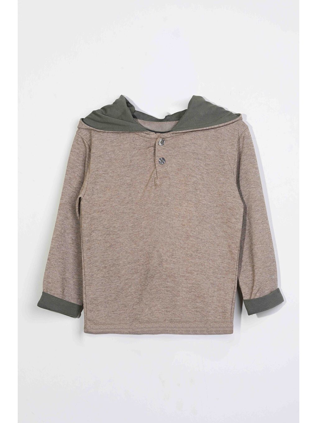 Erkek Çocuk Kapüşonlu Düğme Detaylı Mevsimlik Alt Üst Takım  Bej  3 4 Yaş 8 9 Yaş-1