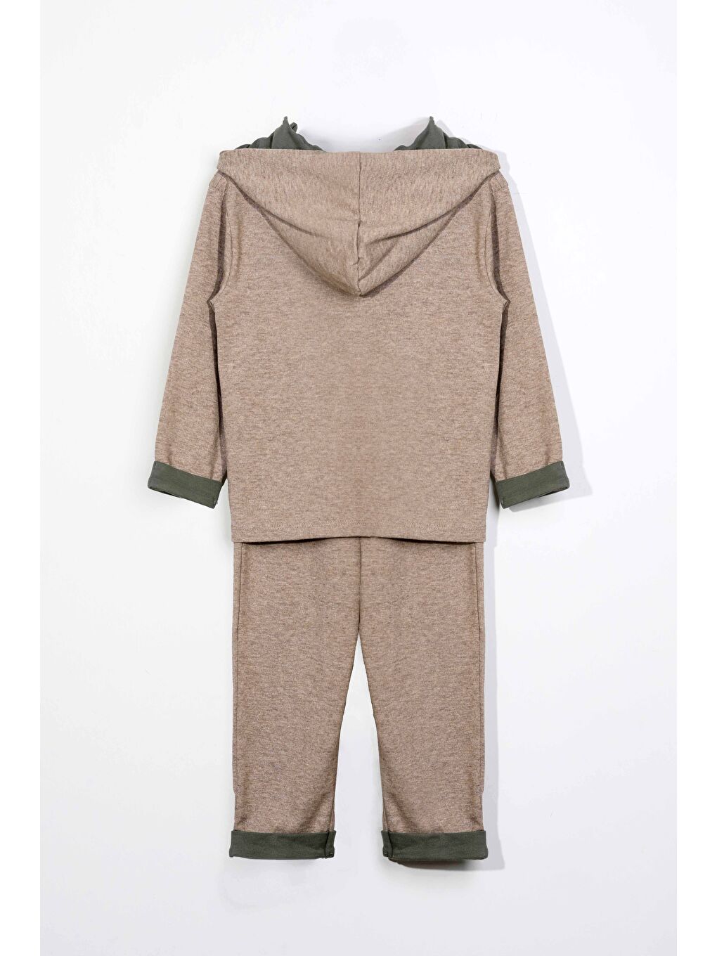 Erkek Çocuk Kapüşonlu Düğme Detaylı Mevsimlik Alt Üst Takım  Bej  3 4 Yaş 8 9 Yaş-3