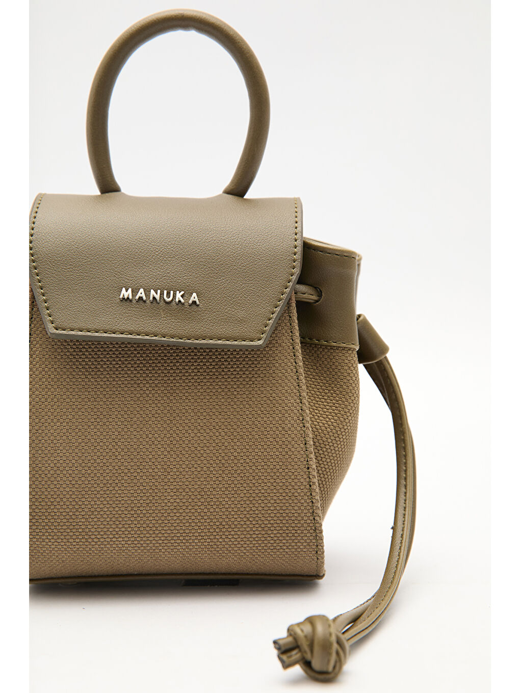 Kanvas Kapaklı Mini Çanta Kahverengi-4