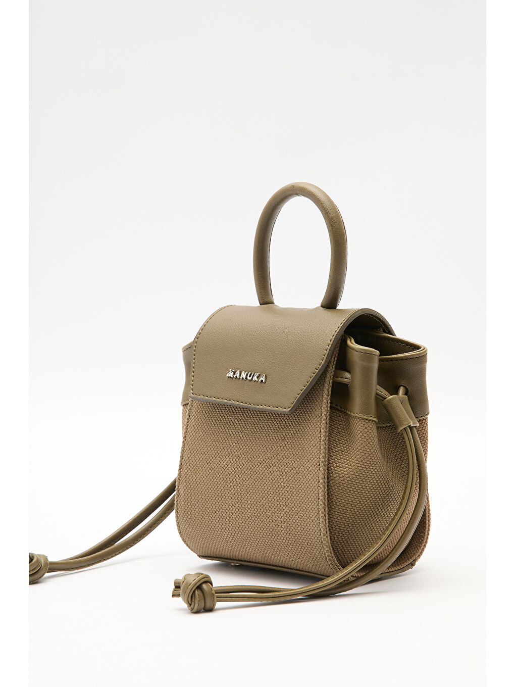 Kanvas Kapaklı Mini Çanta Kahverengi-5