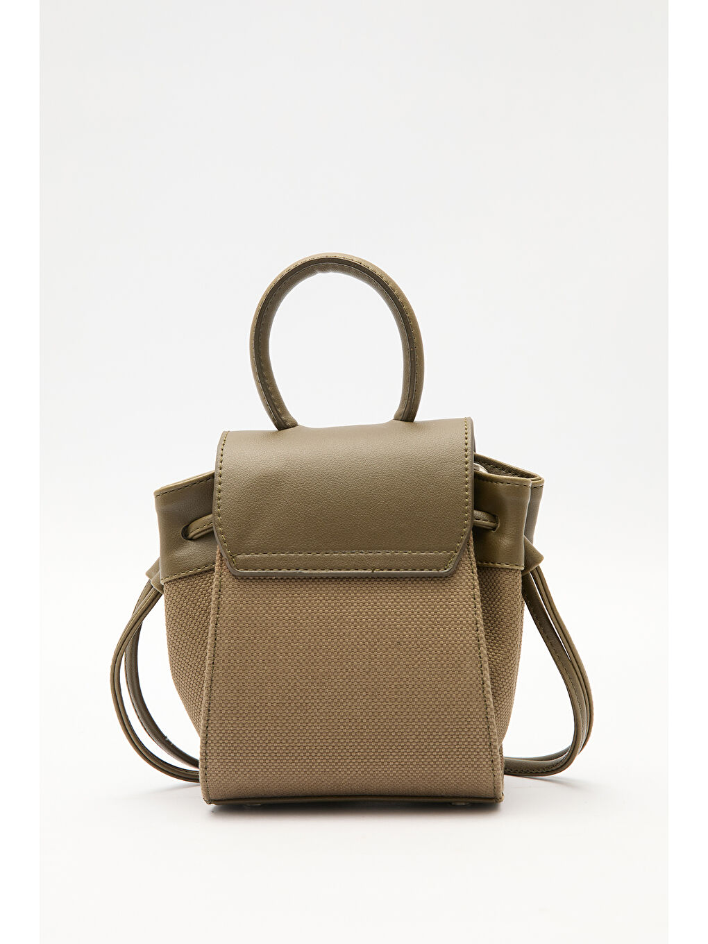 Kanvas Kapaklı Mini Çanta Kahverengi-7