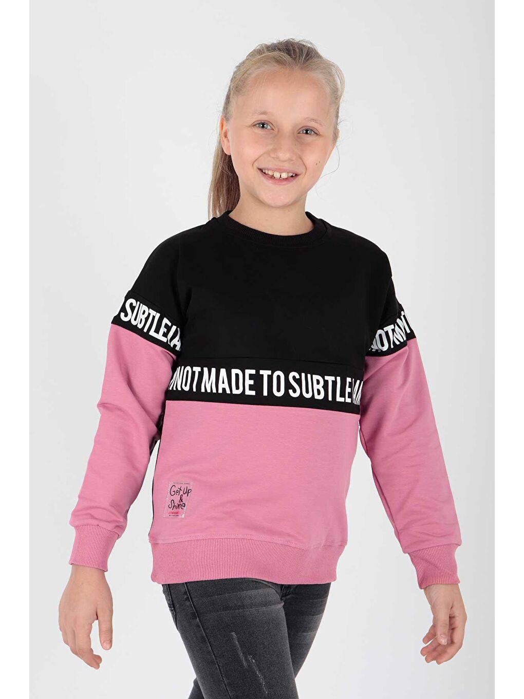 Siyah Kız Çocuk Subtle Baskılı Trend Sweat Ak15163-3