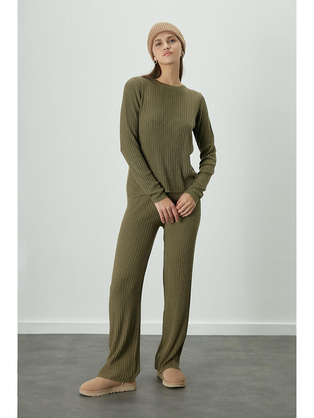 Fitilli Rahat Triko Pantolon Haki