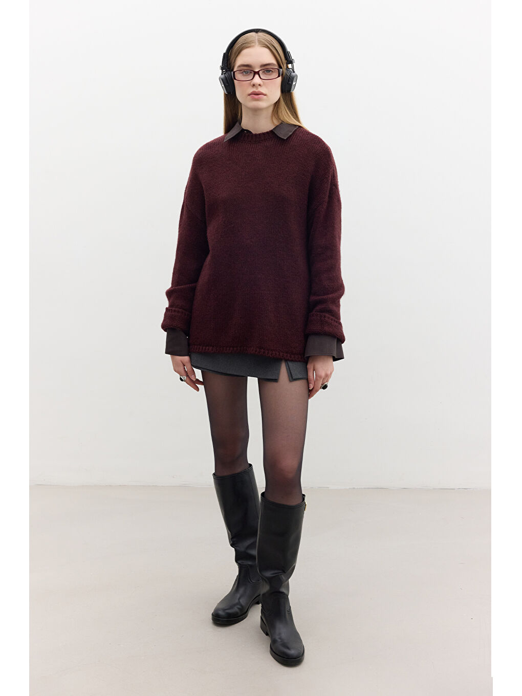 Oversize Kazak Bordo-1