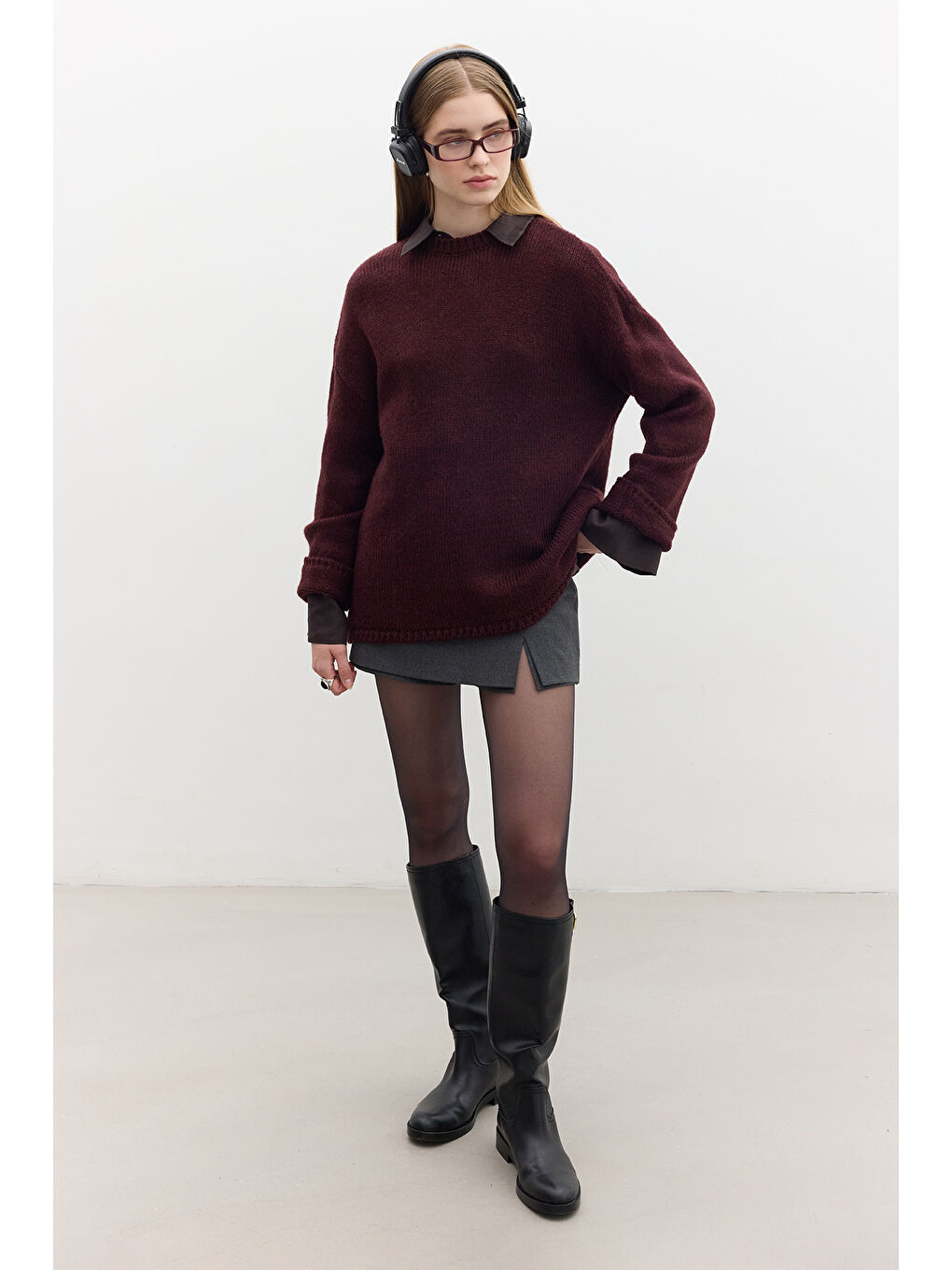 Oversize Kazak Bordo-2