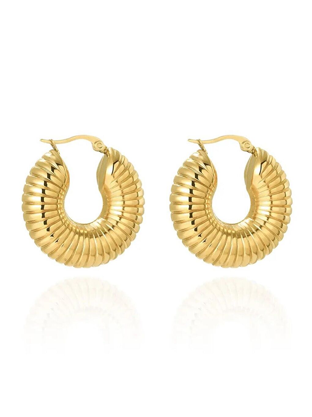 Karışık Gold Renk Kalın Sarmal Halka Küpe-1