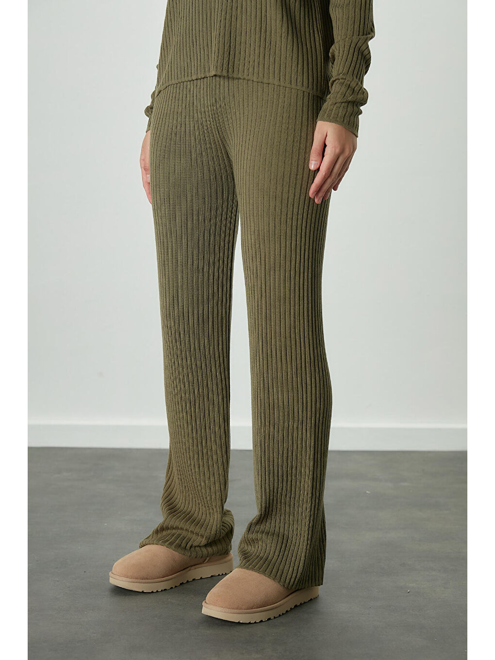 Fitilli Rahat Triko Pantolon Haki-6