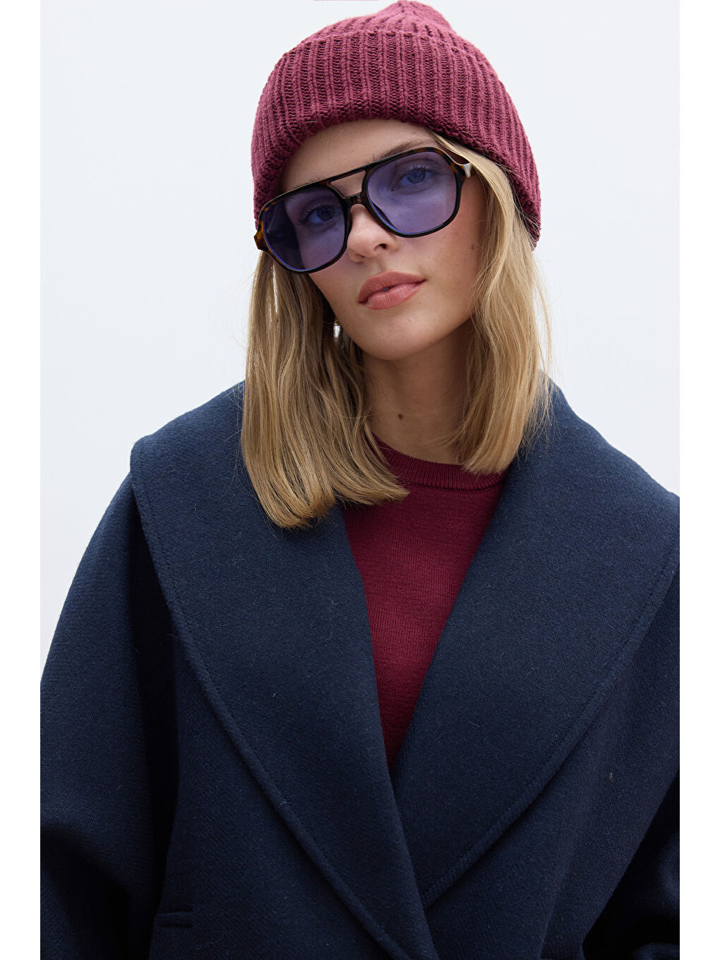 İtalyan Kaşe Kruvaze Kaban Lacivert-2