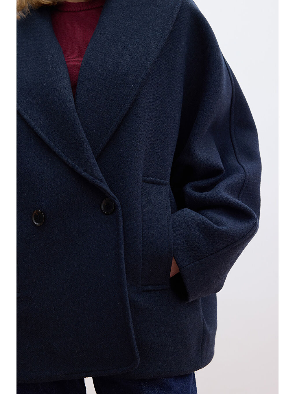 İtalyan Kaşe Kruvaze Kaban Lacivert-3