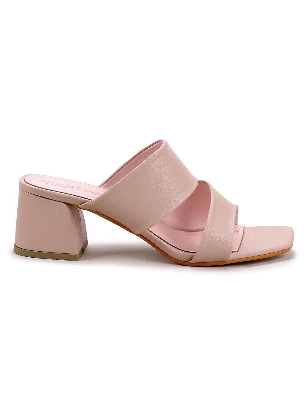 Bej Büyük Numara Cilt 5 Cm Topuklu Kadın Terlik 907-2148-3